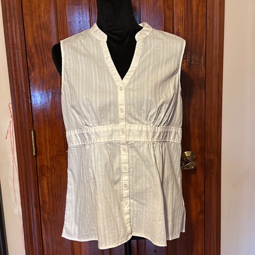 SONOMA LIFE + STYLE Women's WHITE Sleeveless Button Up Top Blouse Size L